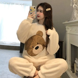 [수면잠옷] 곰돌이 블랙/아이보리 2칼라